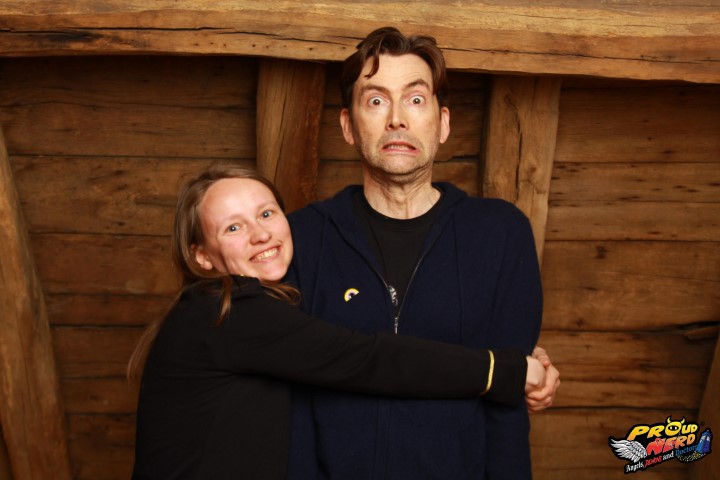 Funny pic of Anne and David Tennant. Anne squeezes him from the side. David is looking shocked, Anne a little crazy. 